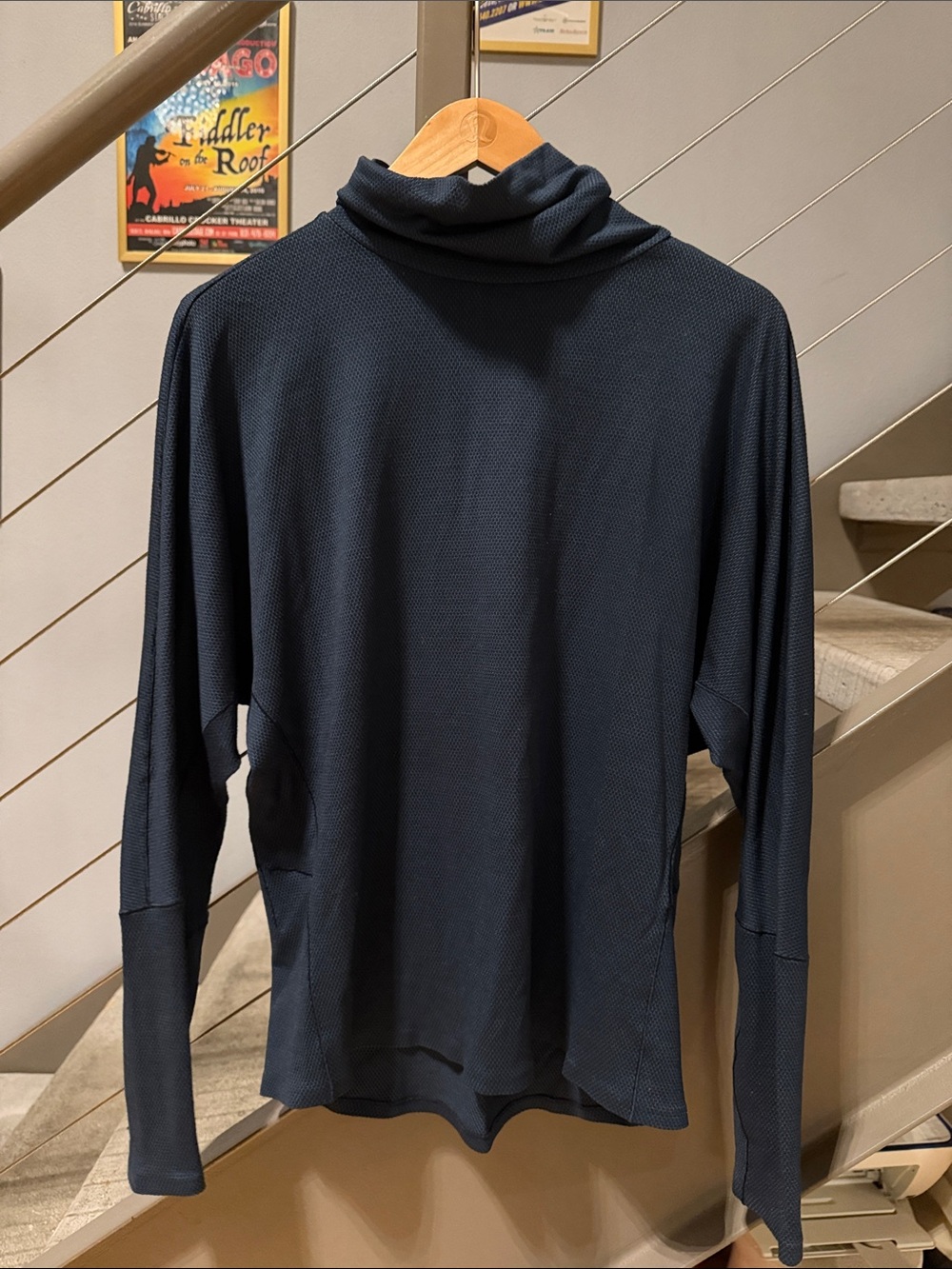 lululemon lab Textured Waffle Funnel Neck Dolman Sleeve Pullover Navy XS